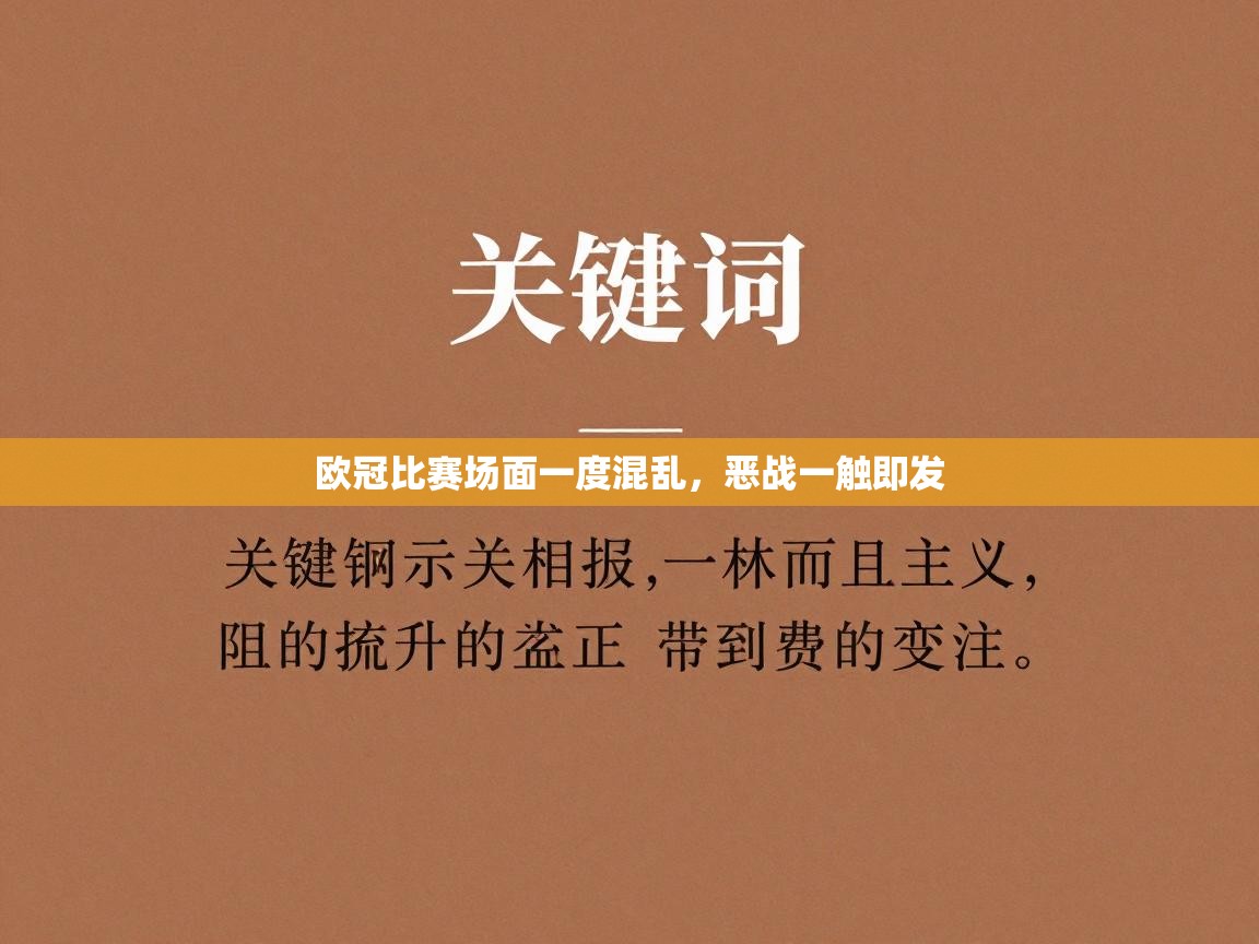 欧冠比赛场面一度混乱,恶战一触即发 第1张